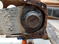 Passenger Side Outer Spring Plate Bushing Removed.
