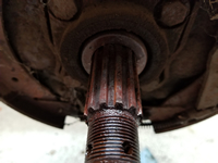Rust on Driver Side Spindle Made It Difficult to Remove the Drum.